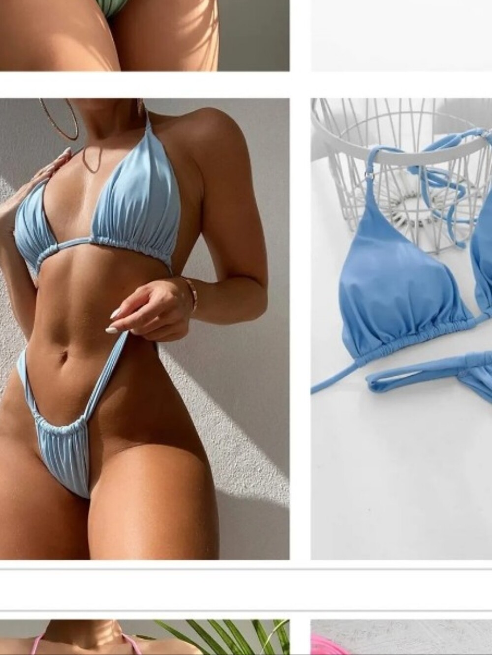 Light Blue Ruched Triangle Bikini Set by - Picture 4 of 6